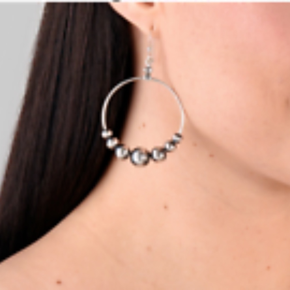 Carolyn Pollack large hoop bead earrings sterling